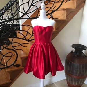 Betsy & Adam Strapless Fit and Flare Red Dress Size 4